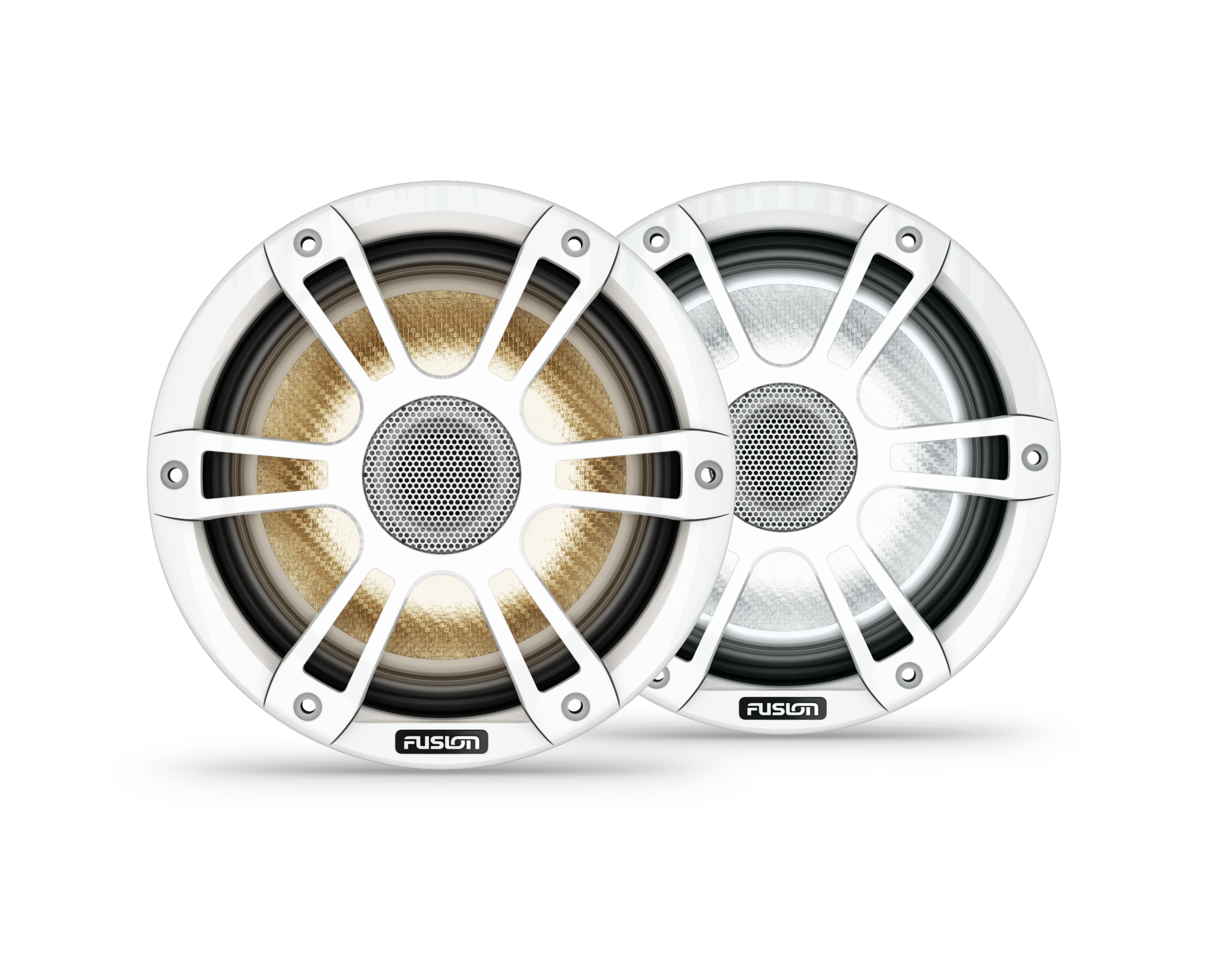 Fusion Signature Series 3i Altavoces náuticos, Altavoces náuticos blancos deportivos coaxiales CRGBW de 7,7" y 280 vatios (par)