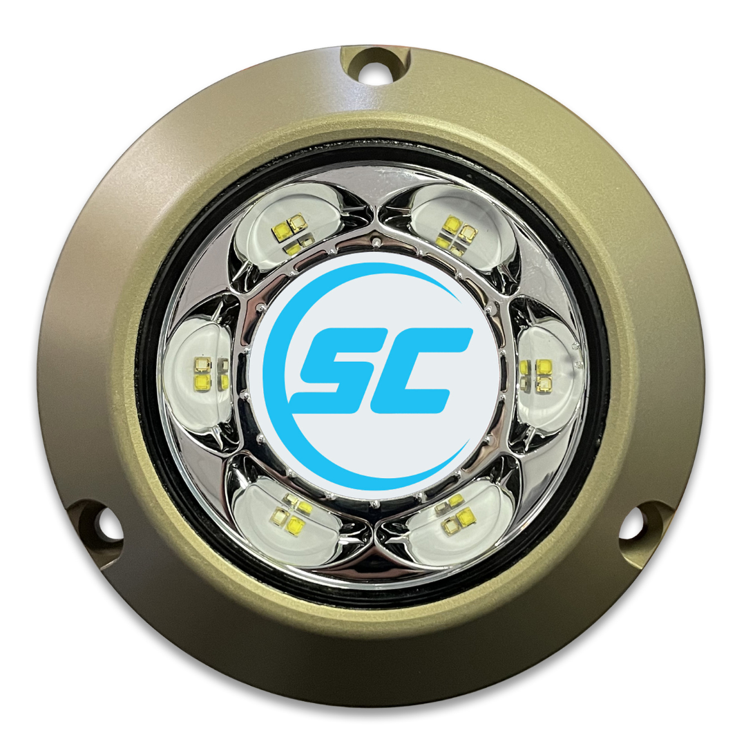 LUZ SUBACUÁTICA AZUL/BLANCA, 24W ALUMINIO ADONIZADO 3.6"